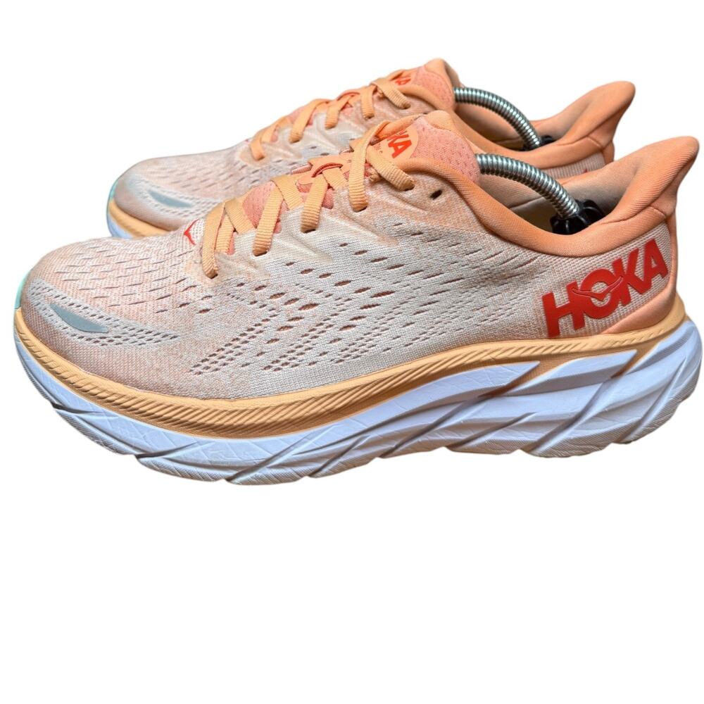 HOKA One One Clifton 8 Women's 8B Road Running Sneakers Cantaloupe Lightweight